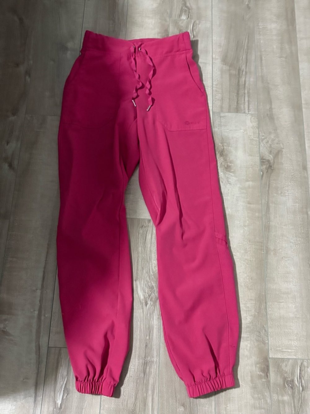 White Cross Hot Pink Drawstring Jogger Pants